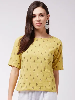 Mustard Ikkat Top