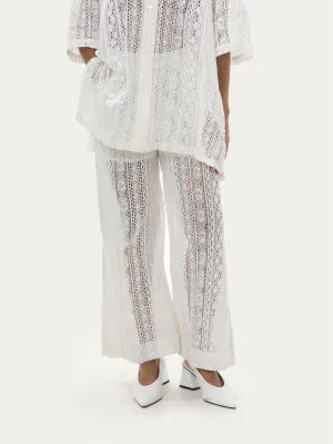 Naushad Ali   I   Lace flare pants White Signature Spring Summer 2025 White Cotton lace NA SS24 W28P