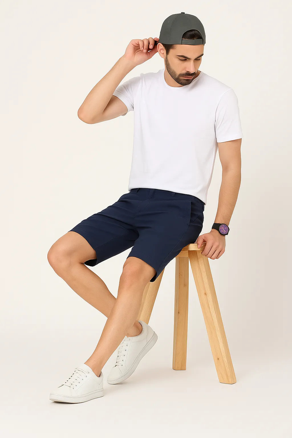 Navy Blue Linen Shorts
