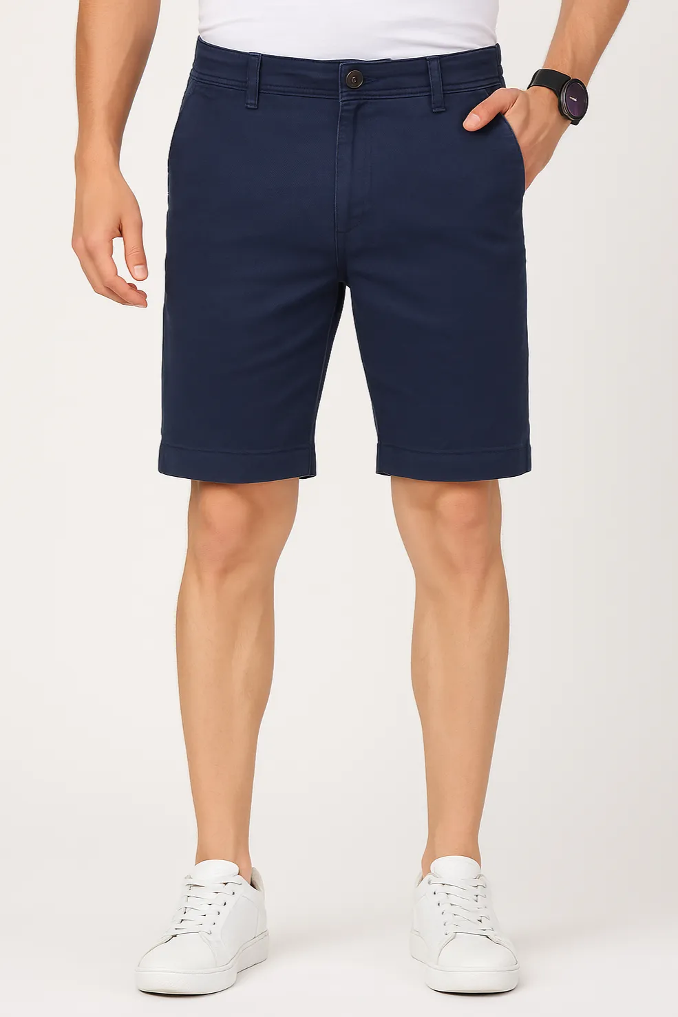 Navy Blue Linen Shorts