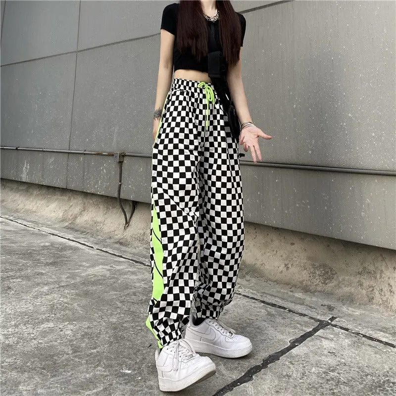 Neon Green Checker Street Pants SD01418