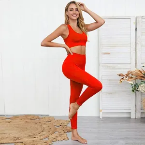 New in package! Hotexy Women's Workout Outfit 2 Pieces Seamless Yoga Leggings with Sports Bra, Same as Tik Tok Trending outfit, colour is A Lucky Red, Sz S!