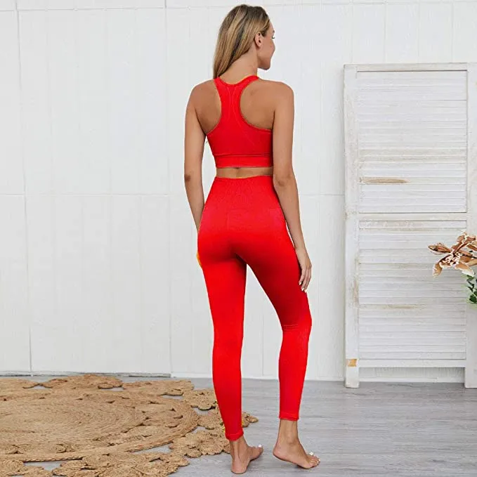 New in package! Hotexy Women's Workout Outfit 2 Pieces Seamless Yoga Leggings with Sports Bra, Same as Tik Tok Trending outfit, colour is A Lucky Red, Sz S!