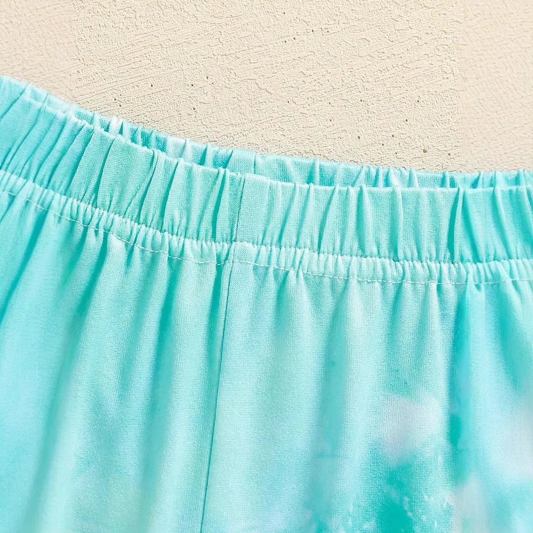 Nezha girls summer suit summer new fashionable girls tie-dye half-sleeved thin sports t-shirt mosquito-proof pants tide
