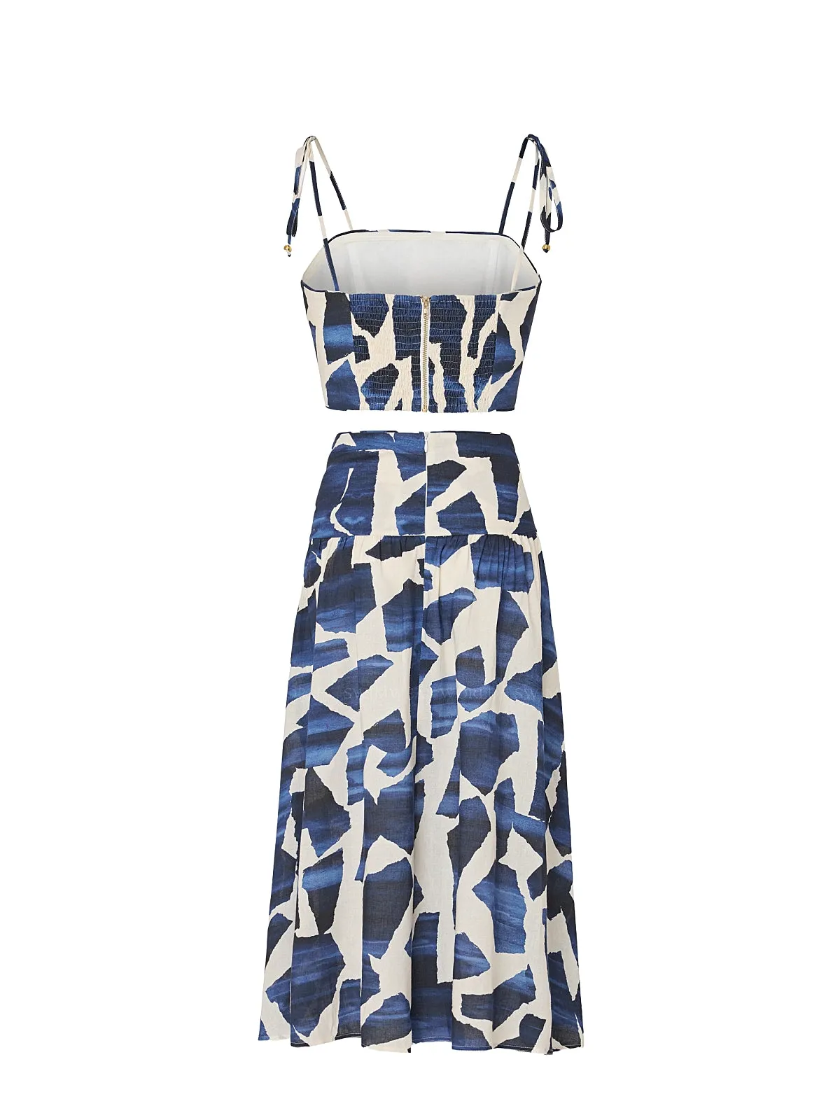 Ocean Puzzle Viscose Linen Tie-Ocean Puzzle Viscose Linen Skirt