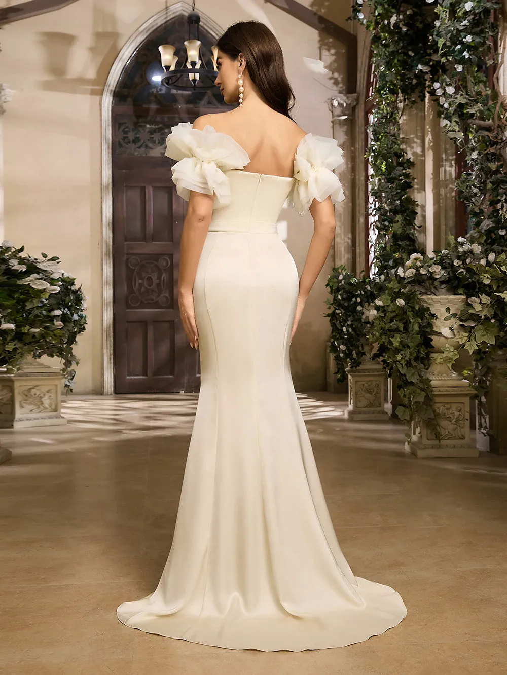 Off Shoulder Fishtail Maxi Bodycon Dress HB00290