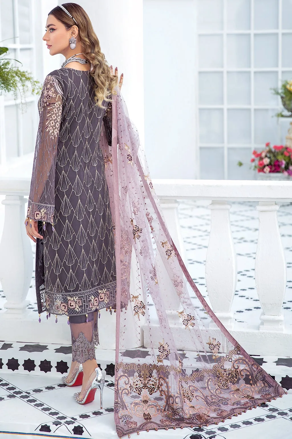 Party Wear Salwar Kameez Online in Grey Shade #PF374