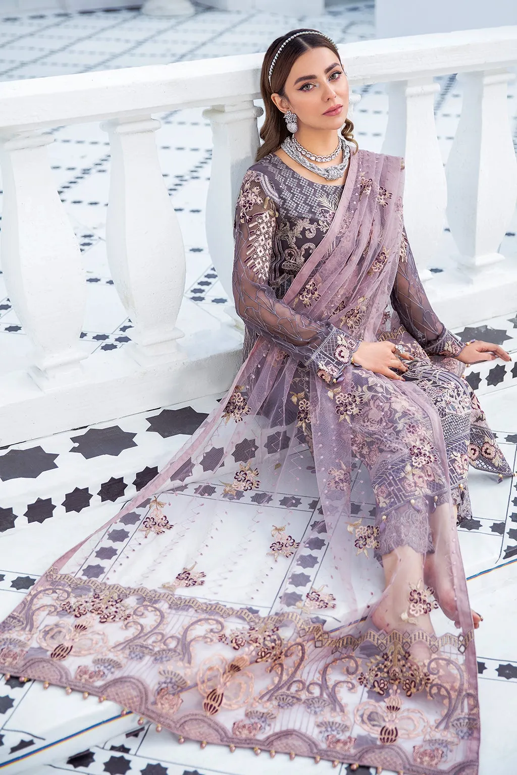 Party Wear Salwar Kameez Online in Grey Shade #PF374