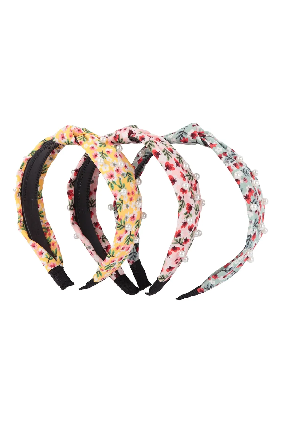 PEARL FLORAL PRINT KNOTTED HEADBAND HAIR ACCESSORIES