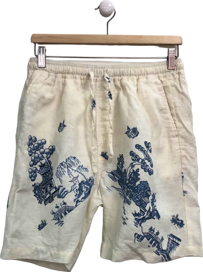 Percival White and Blue Linen Shorts UK 30