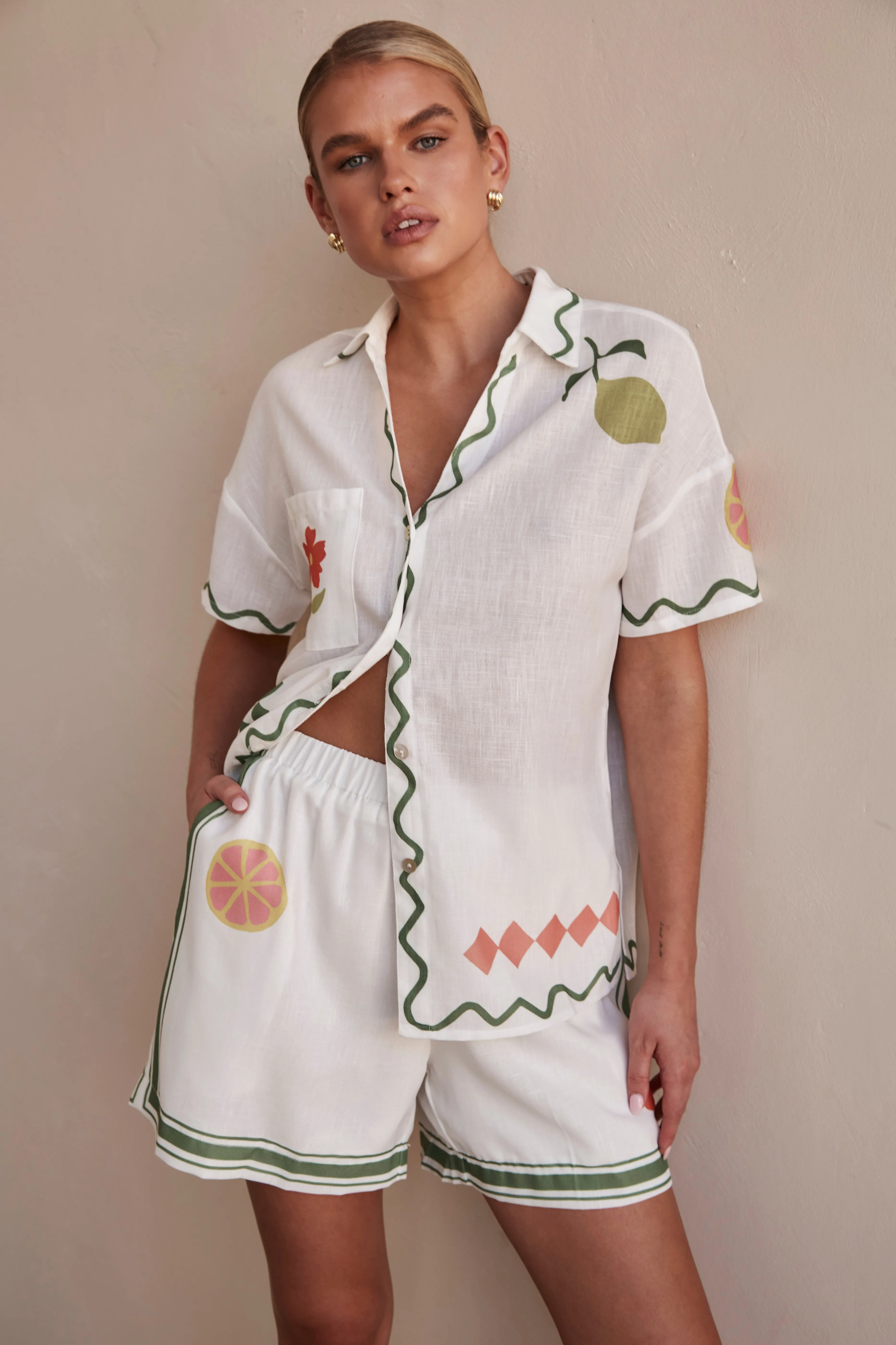 Pia Linen Shorts (Green)