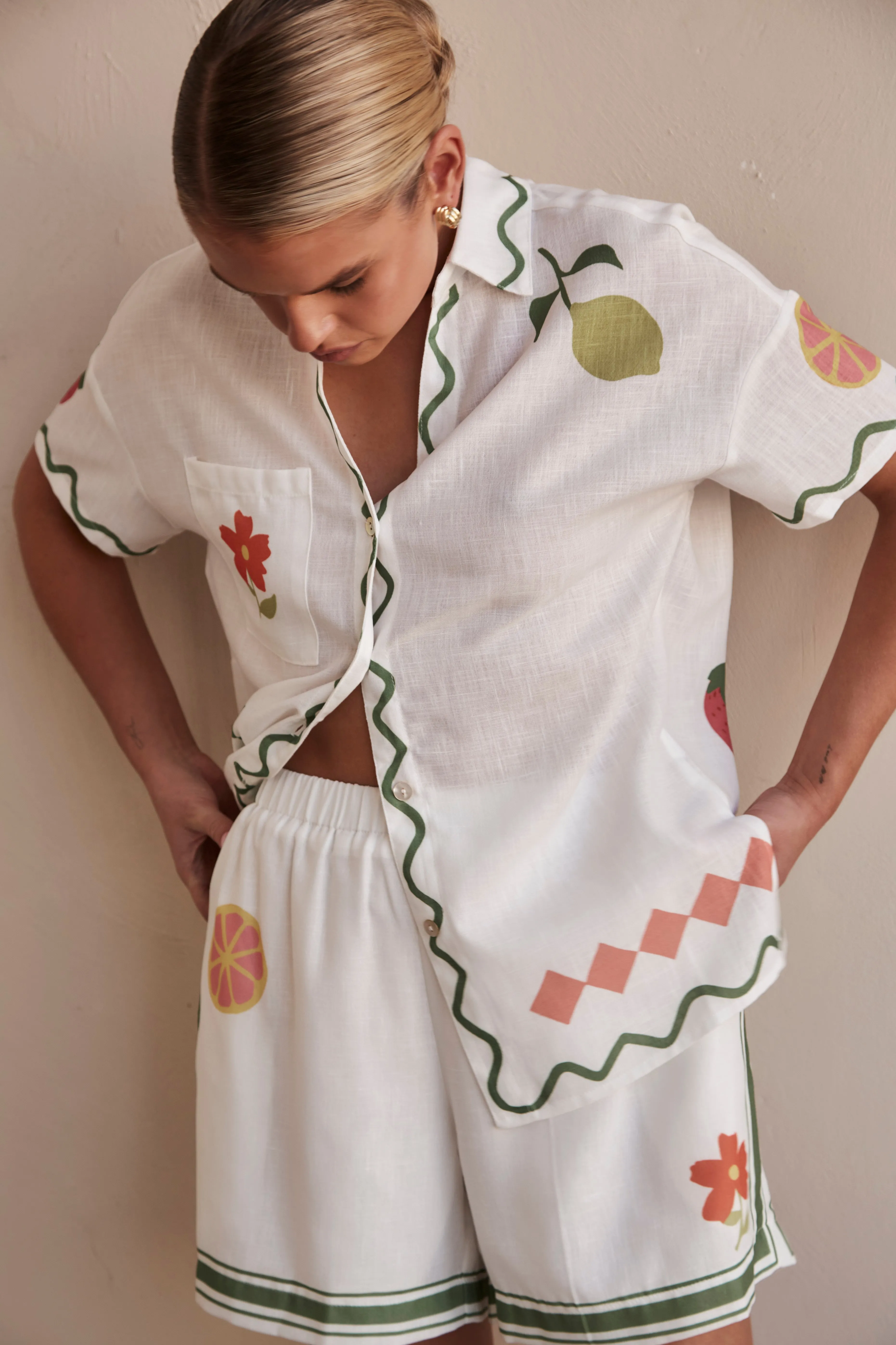Pia Linen Shorts (Green)