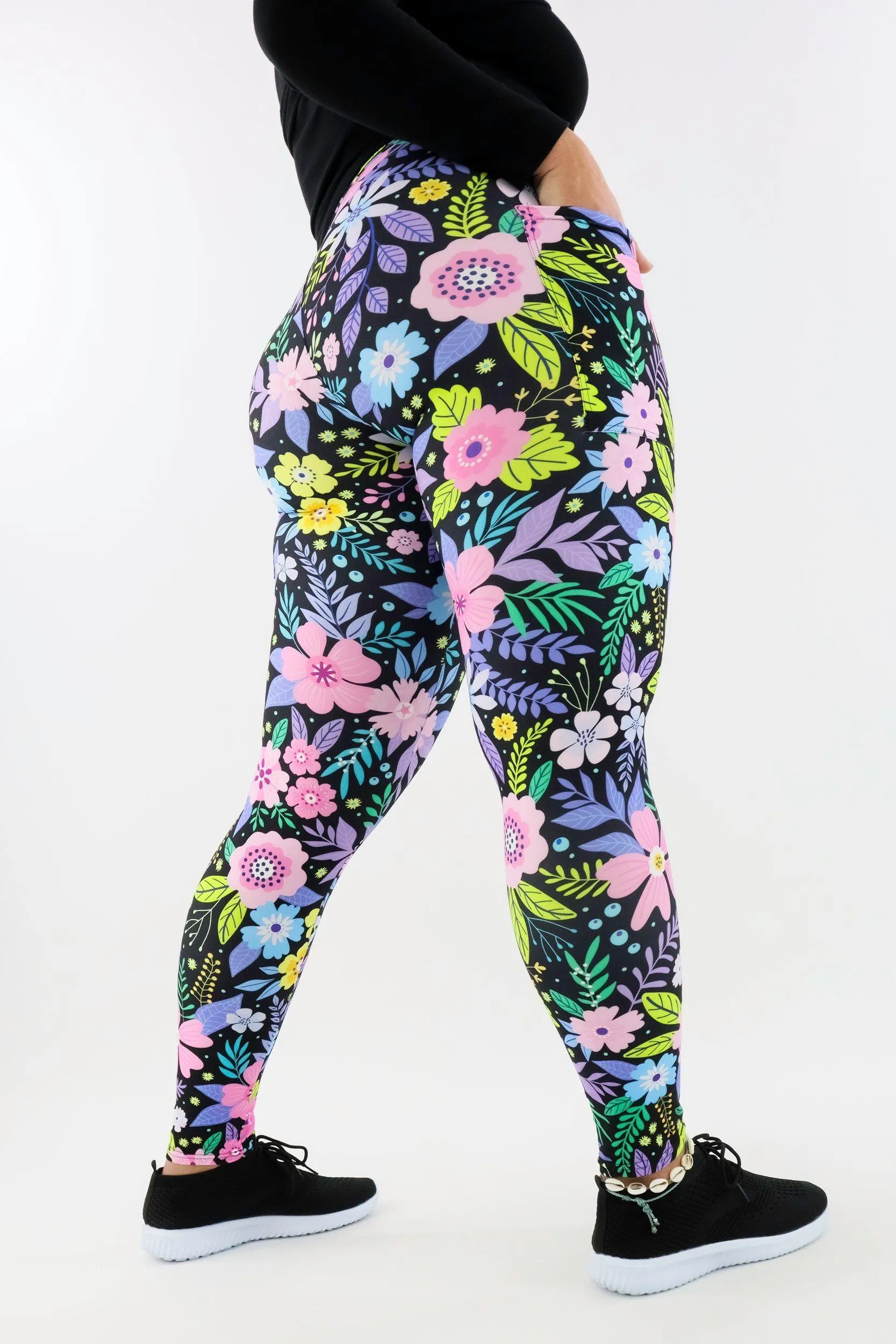 Pinky Petals - Casual - Regular Full Leggings - Pockets