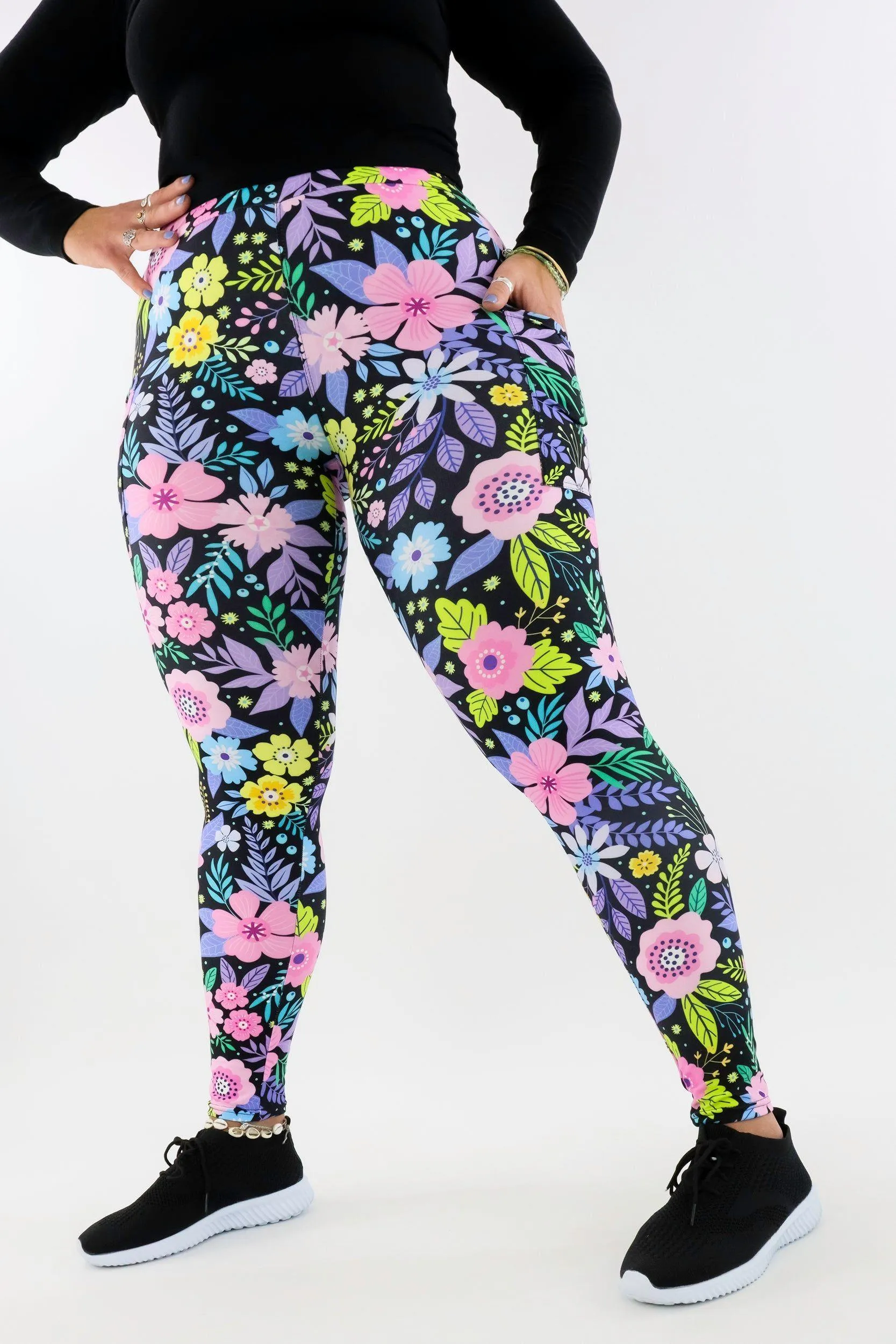 Pinky Petals - Casual - Regular Full Leggings - Pockets