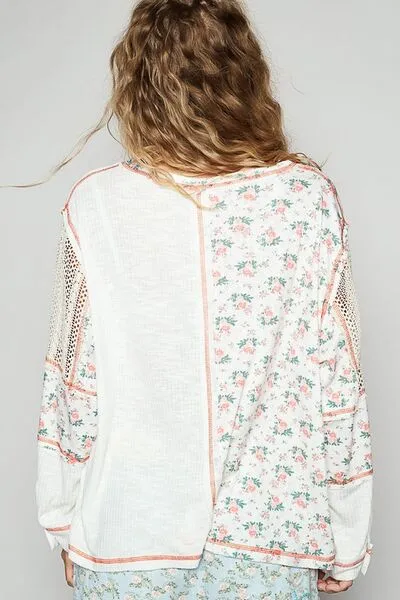 POL Floral Femininity Top - White/Pink