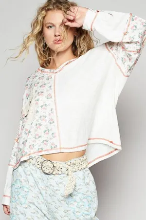 POL Floral Femininity Top - White/Pink