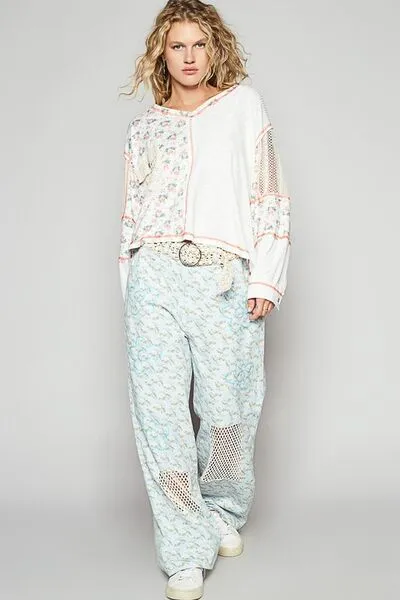 POL Floral Femininity Top - White/Pink