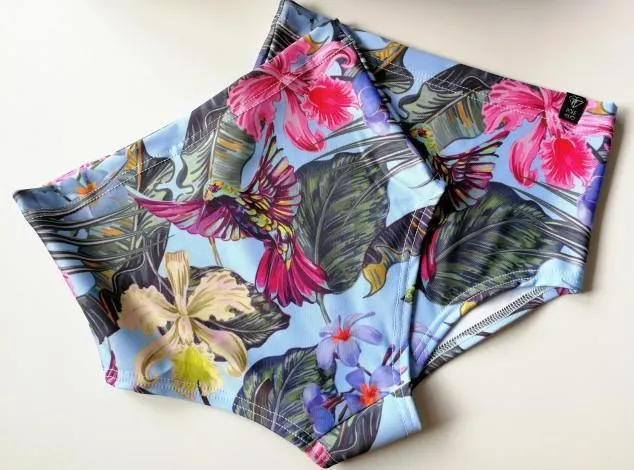 Pole Addict High Waisted Shorts - Tropical Flowers