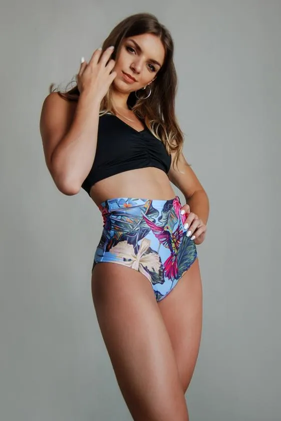 Pole Addict High Waisted Shorts - Tropical Flowers