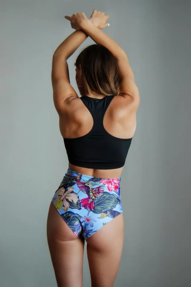 Pole Addict High Waisted Shorts - Tropical Flowers