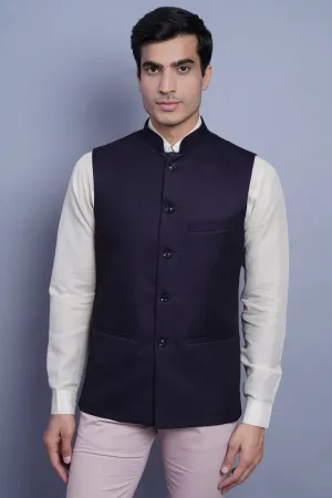 Poly Blend Violet Nehru Jacket