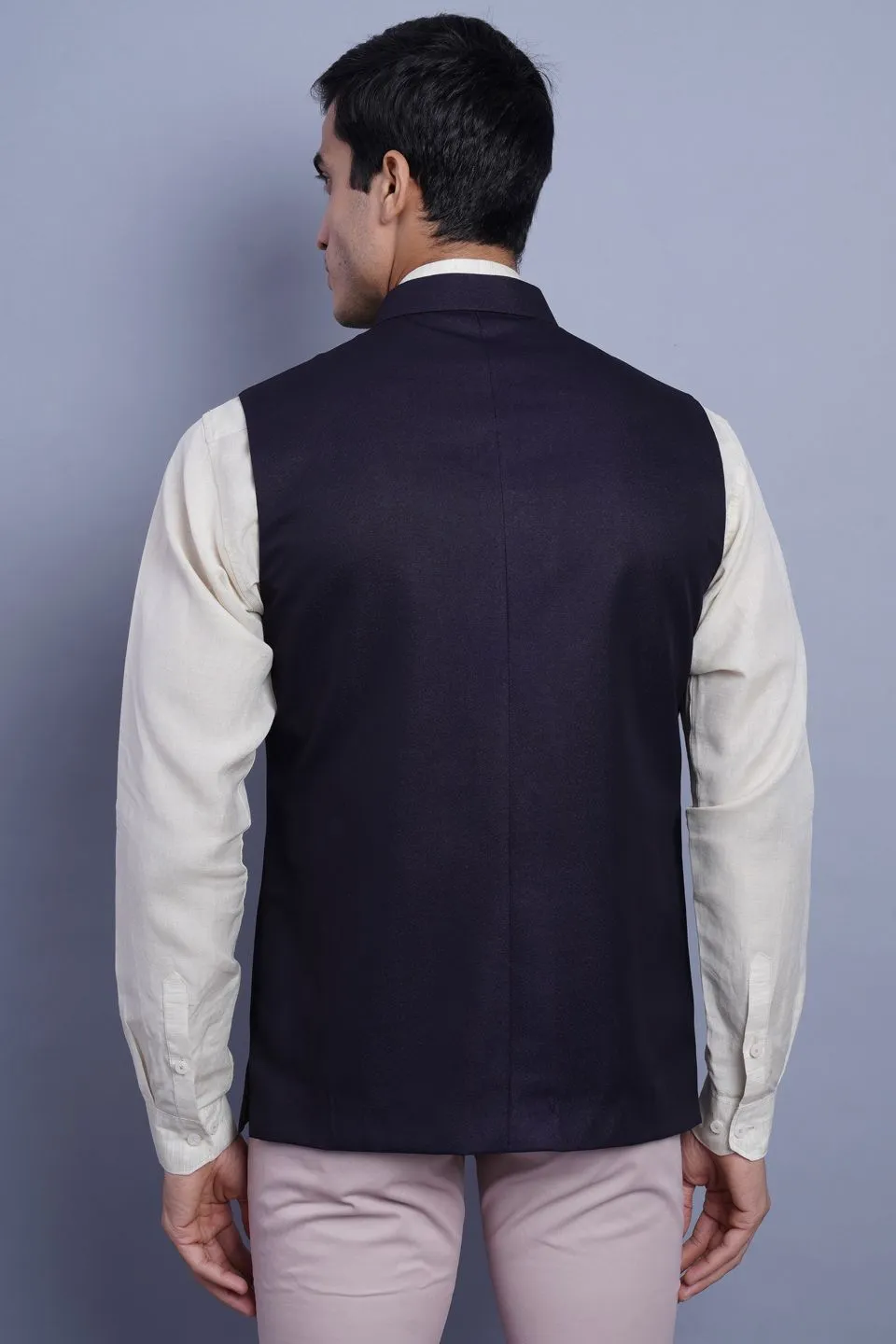 Poly Blend Violet Nehru Jacket