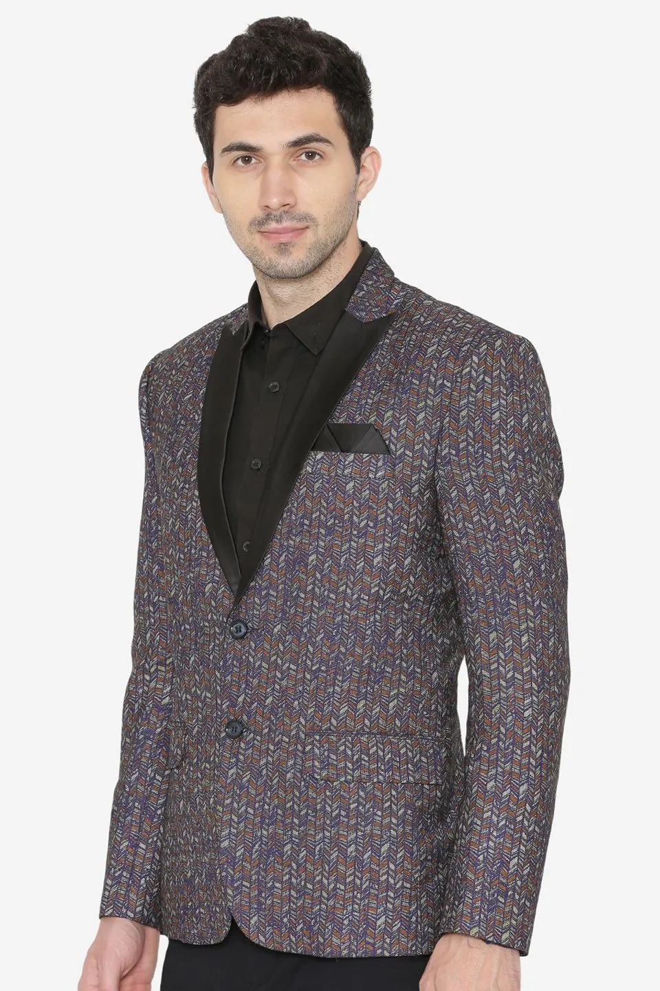 Polyester Cotton Fabric Black Blazer