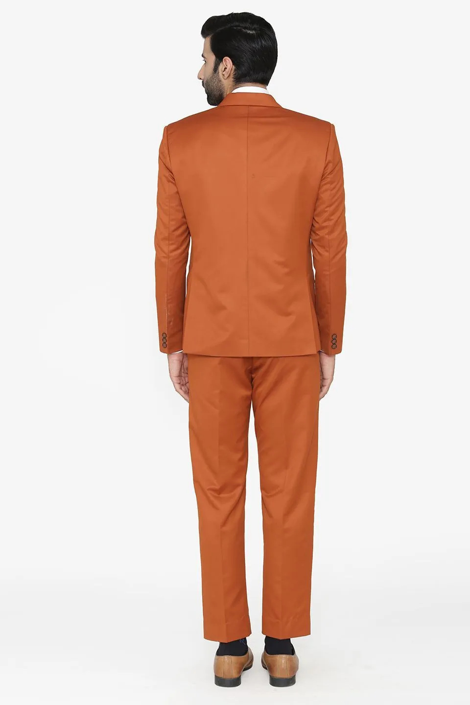 Polyester Cotton Orange Three Piece Suit