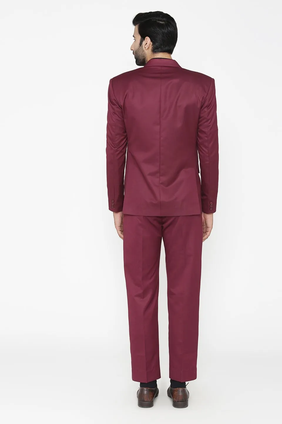 Polyester Cotton Purple Two Piece Suit