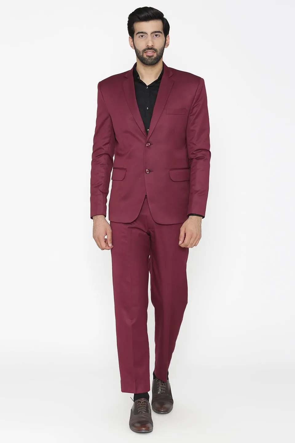 Polyester Cotton Purple Two Piece Suit