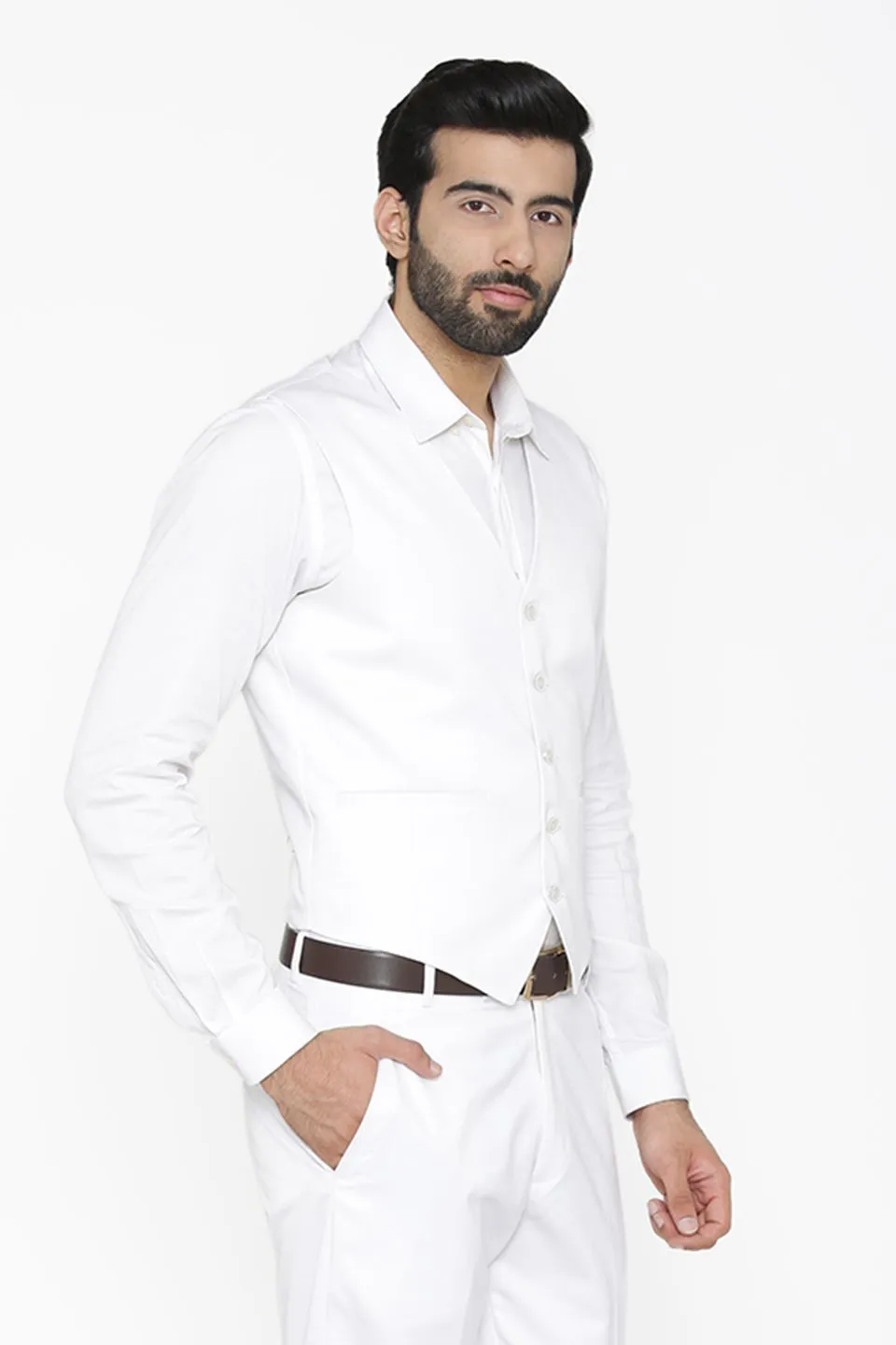 Polyester Cotton White Jacket