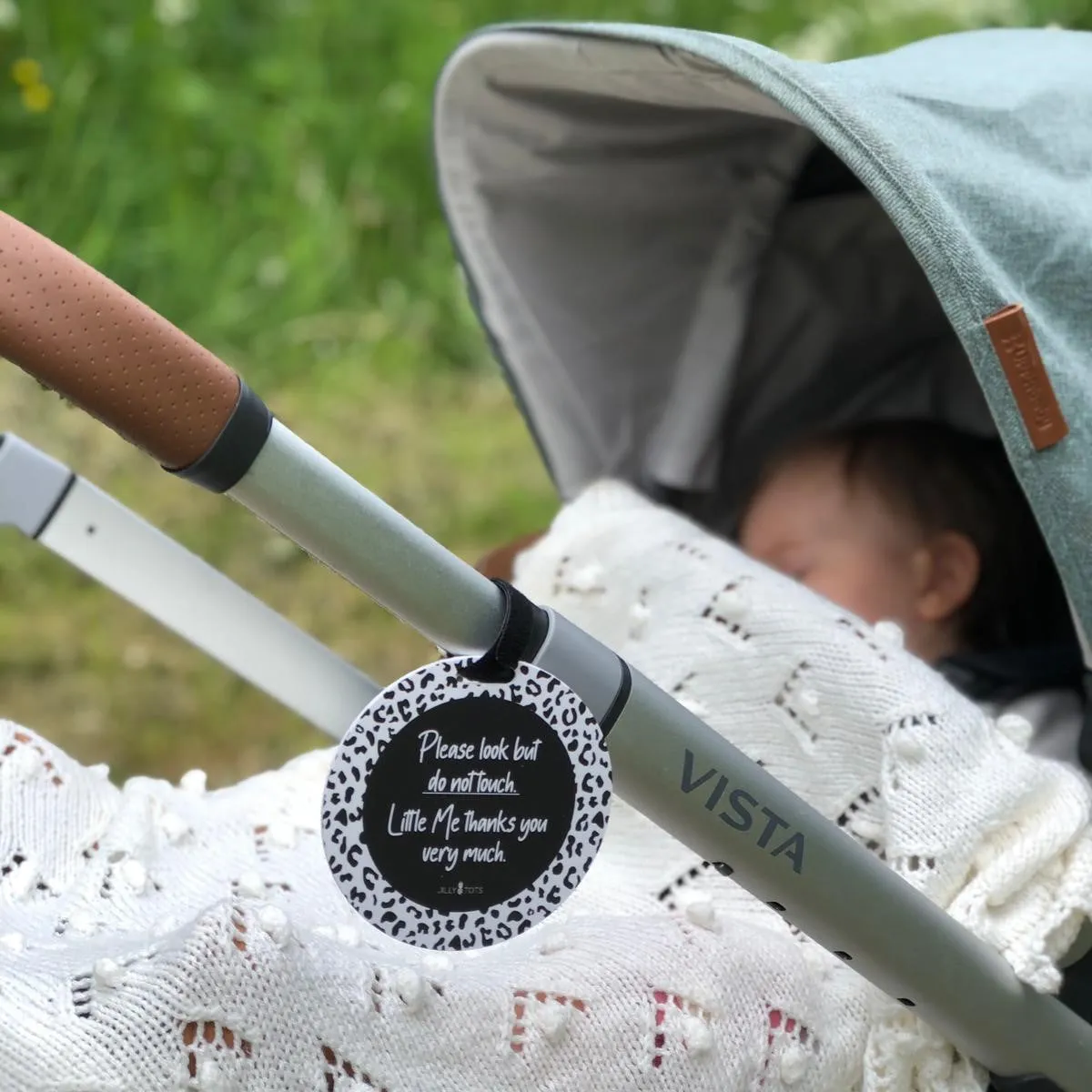 Pram Tag | Please Don't Touch Baby Sign | Germ Tag | Leopard Print