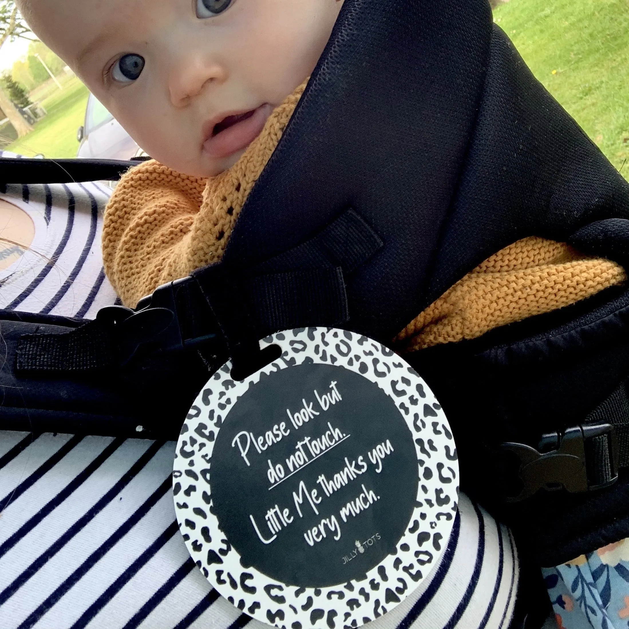 Pram Tag | Please Don't Touch Baby Sign | Germ Tag | Leopard Print