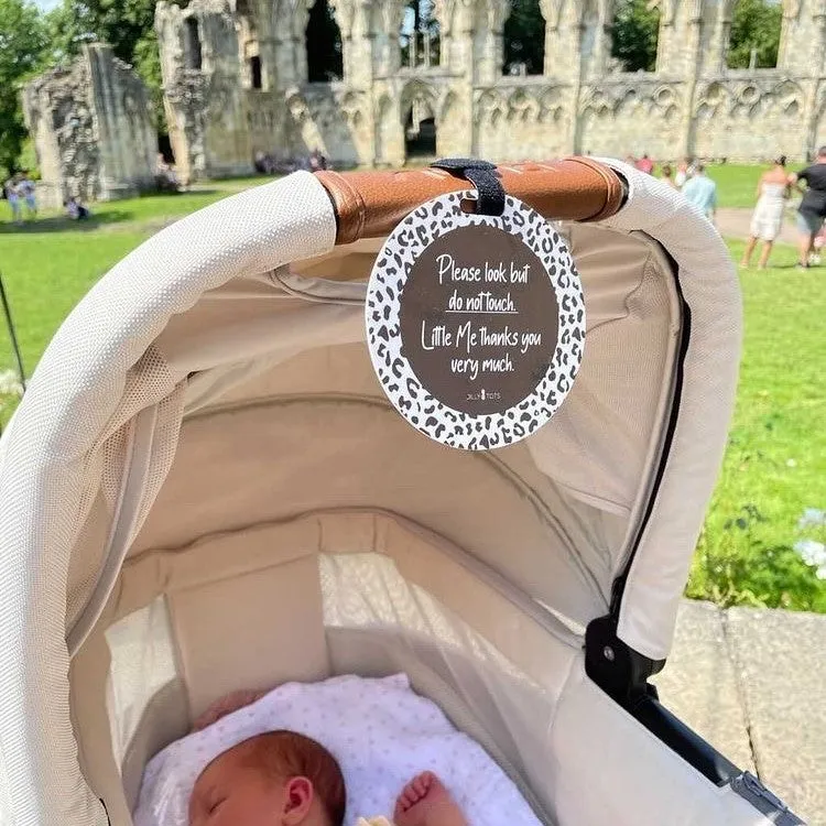Pram Tag | Please Don't Touch Baby Sign | Germ Tag | Leopard Print