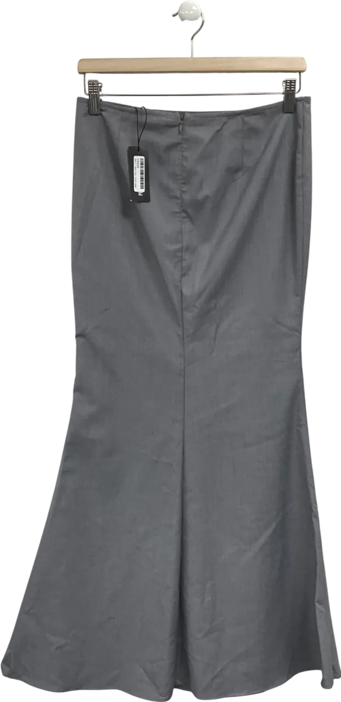 PrettyLittleThing Grey Woven Tailored Fishtail Maxi Skirt UK 6