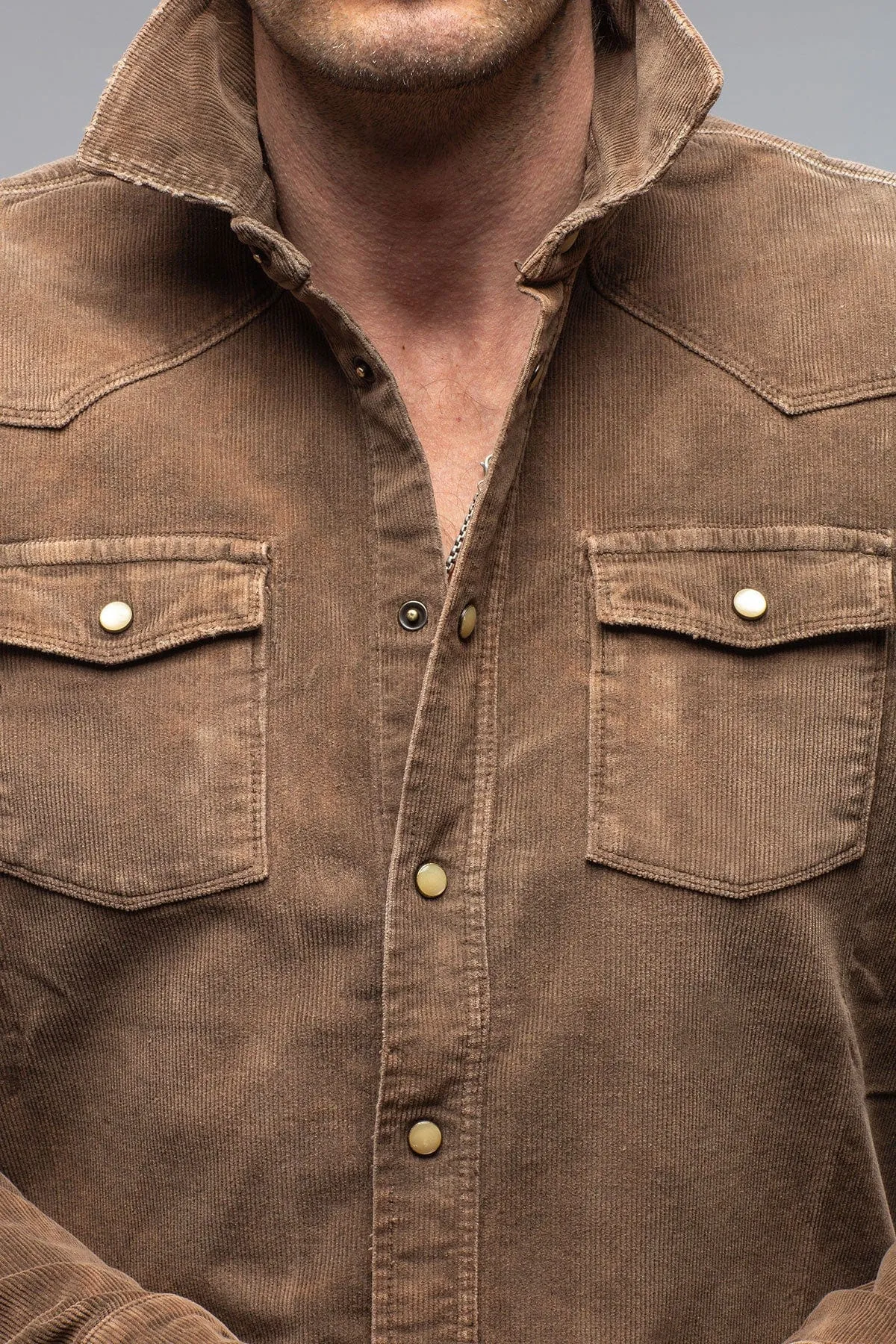Prime Western Corduroy Snap Shirt In Liquirizia