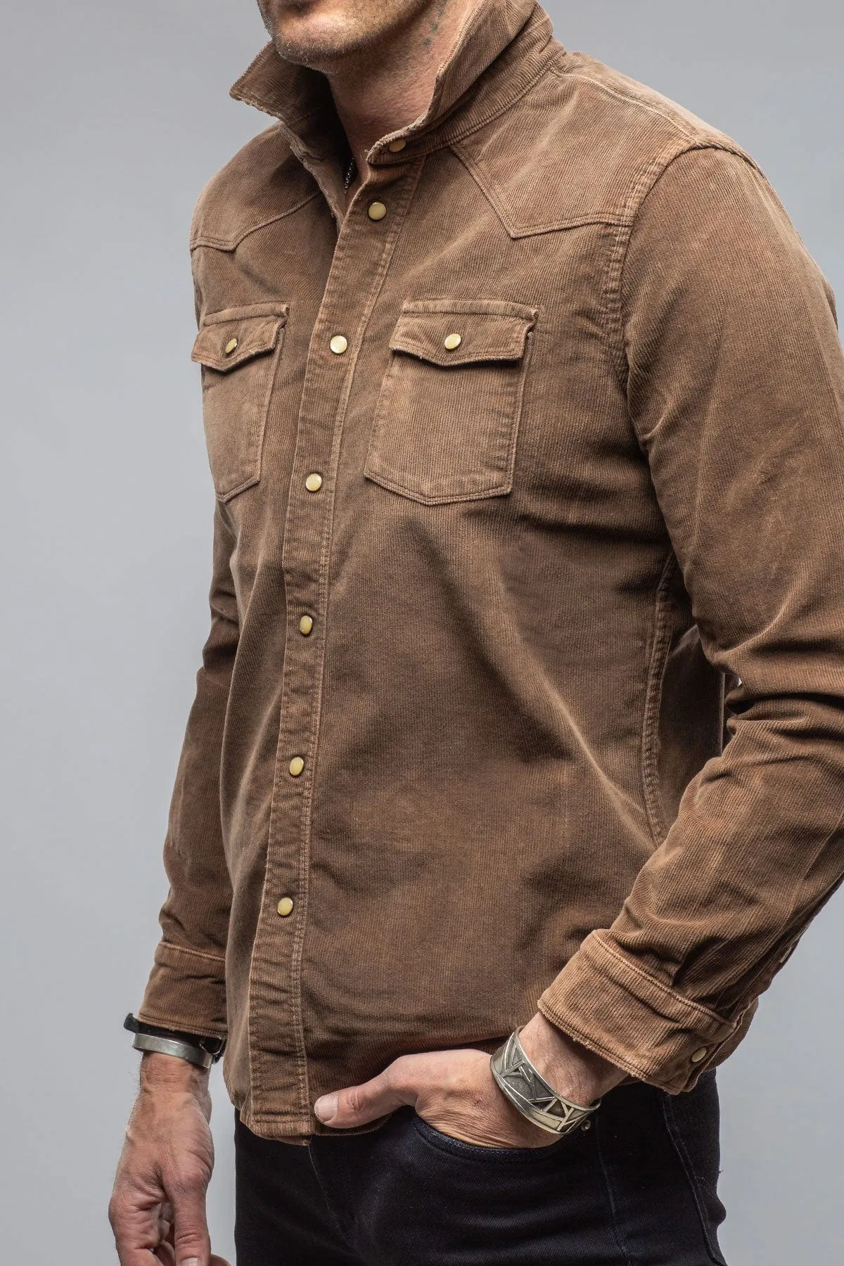 Prime Western Corduroy Snap Shirt In Liquirizia