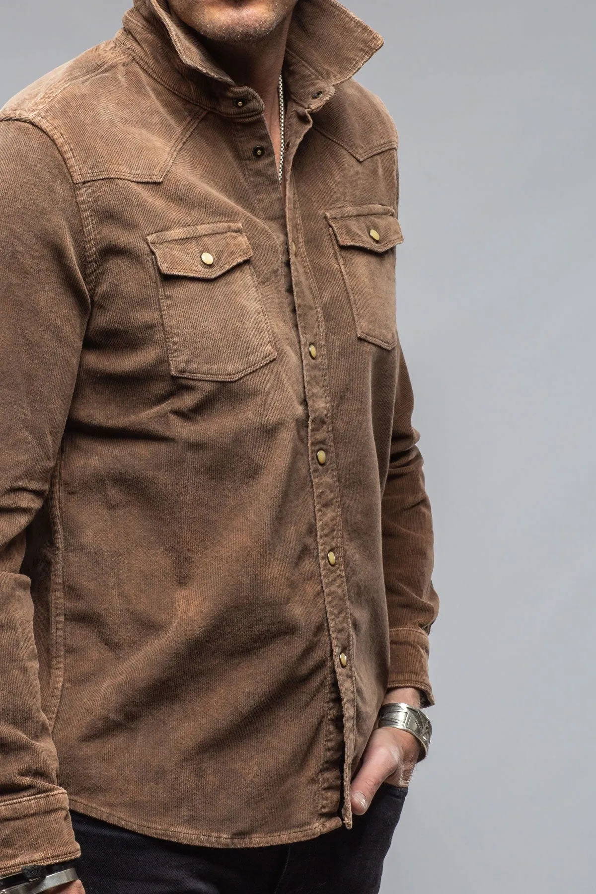 Prime Western Corduroy Snap Shirt In Liquirizia