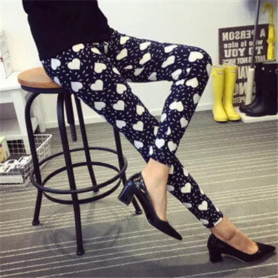 Print Flower Leggings Leggins Plus Size Legins Guitar Plaid Thin Nine Pant Fashion Women Clothing Trousers K092