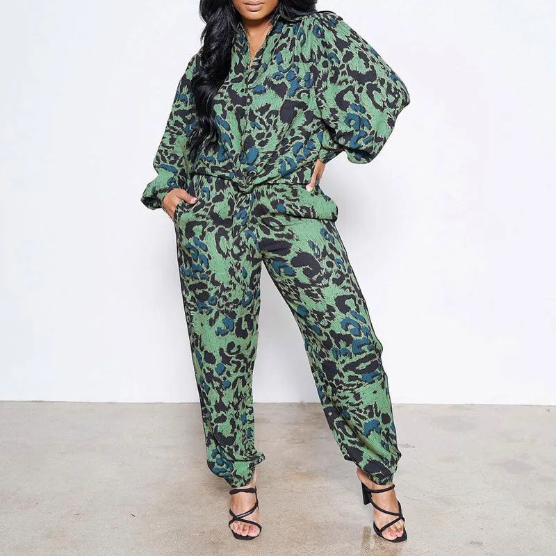 Print Long Sleeve Top & Pants Set