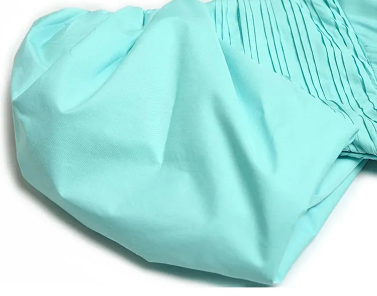 Rae V-Neck Puff Sleeve Ruched Backless Elastic Waist Long Dress