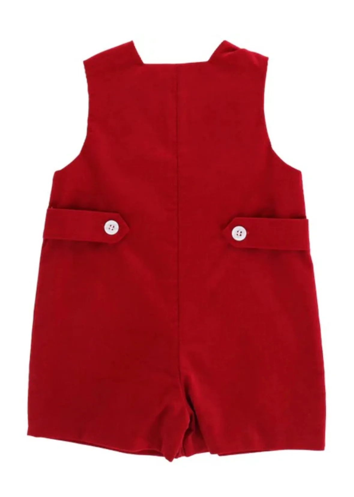 Red Corduroy John John Short with Tabs