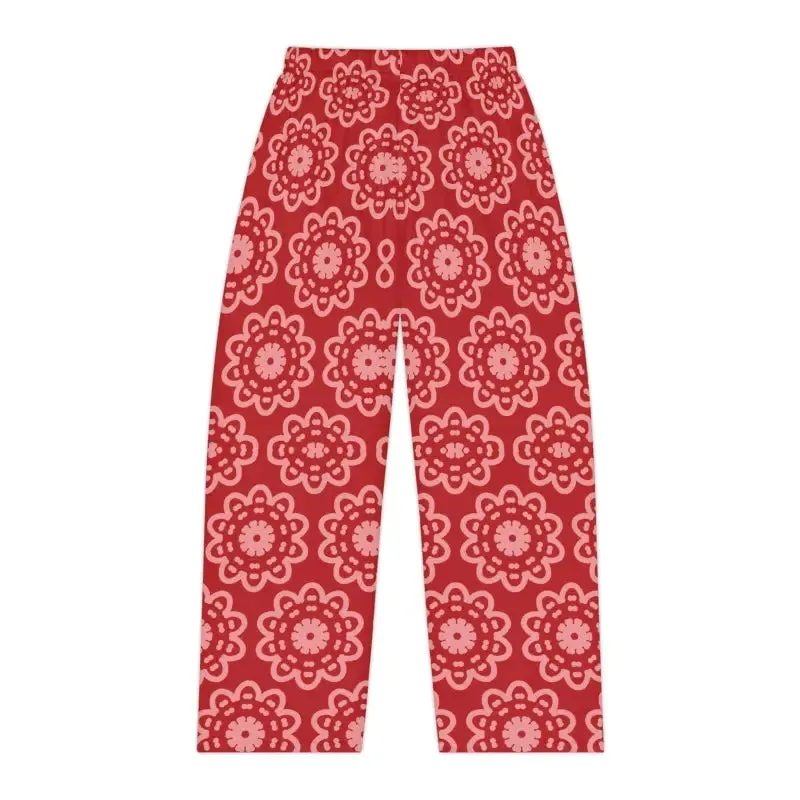 Red Floral Pattern Pajama Pants for Stylish Women