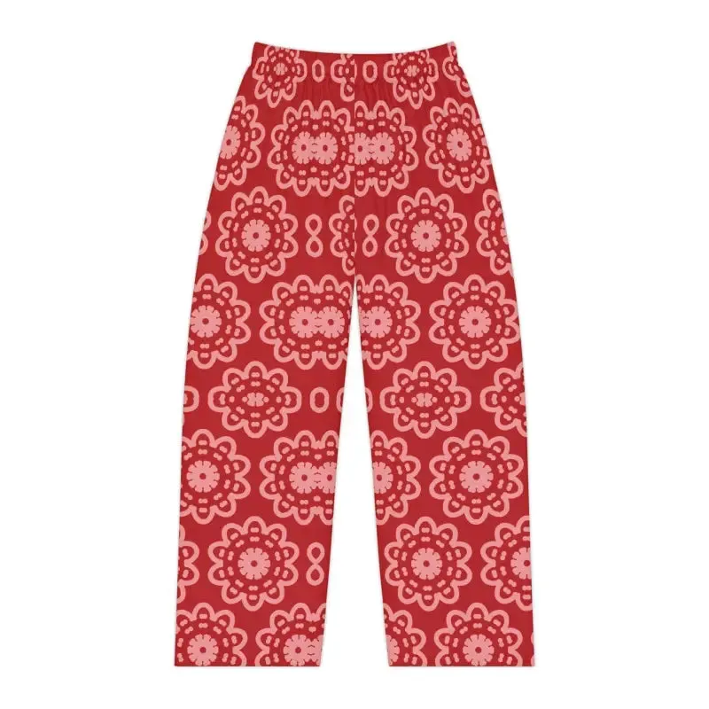 Red Floral Pattern Pajama Pants for Stylish Women