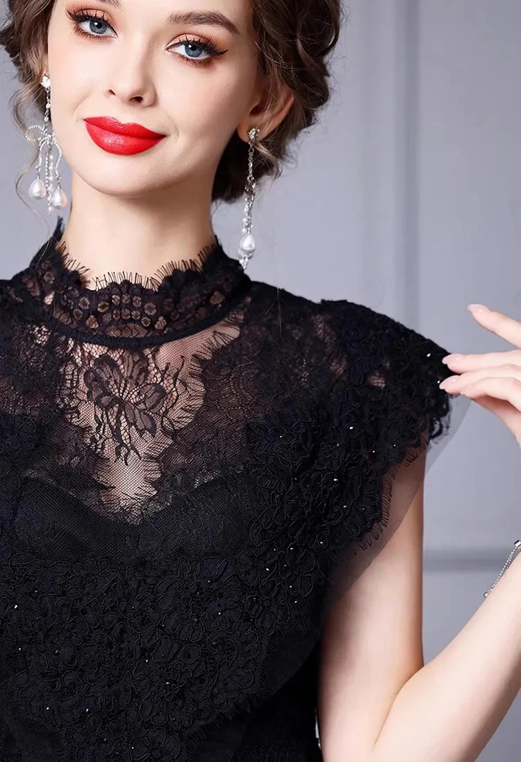 Remy Embroidery Lace Buttock Covering Fishtail Skirt Dress