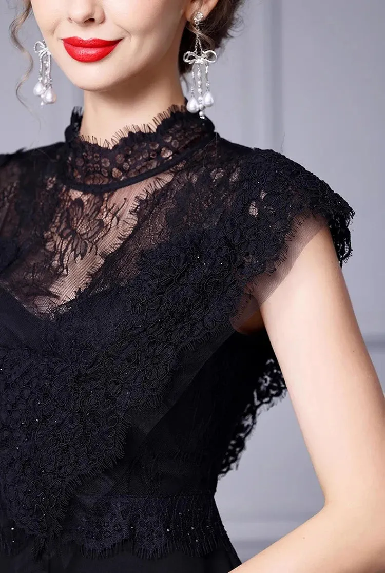 Remy Embroidery Lace Buttock Covering Fishtail Skirt Dress