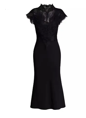 Remy Embroidery Lace Buttock Covering Fishtail Skirt Dress