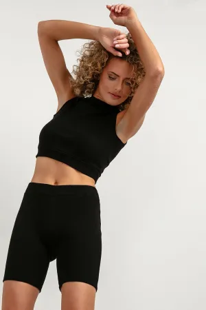 Ribbed High-Waist Cycling Shorts