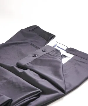 SAKS FIFTH AVE - Black "Classic" Wool/Silk MADE IN ITALY Flat Front Dress Pants - 42W