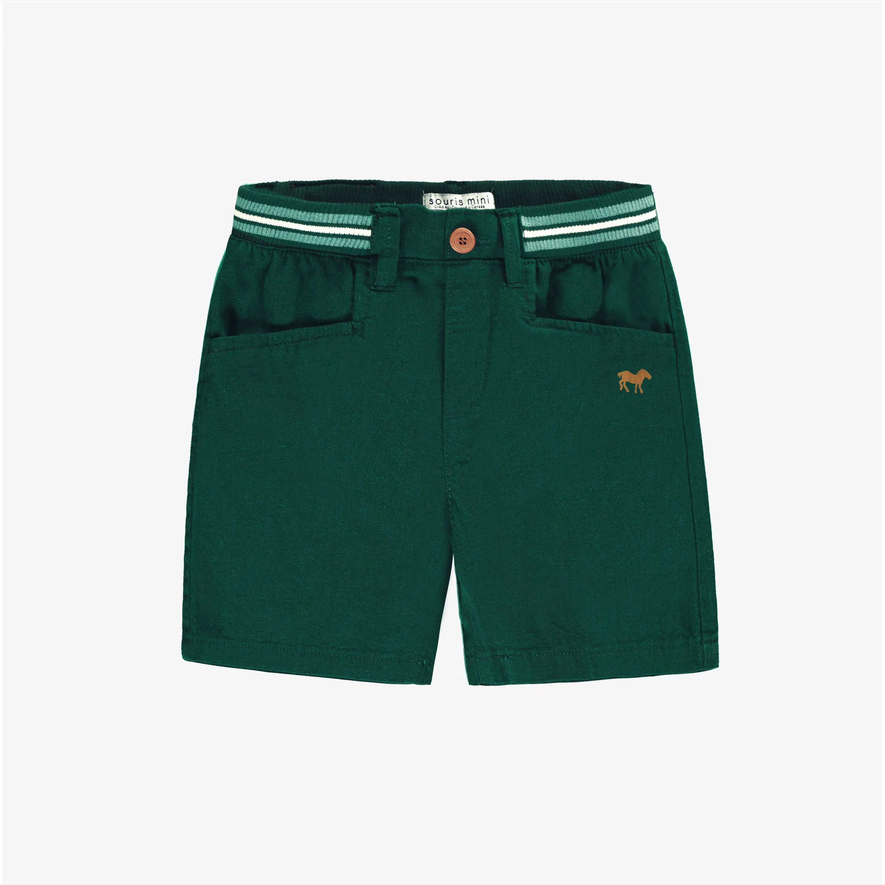 Short vert en lin et coton, enfant || Green shorts in linen and cotton, child